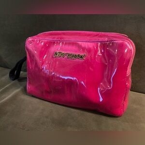 Betsy Johnson Hot Pink Velvet Large Cosmetics Toiletries Bag Wristlet